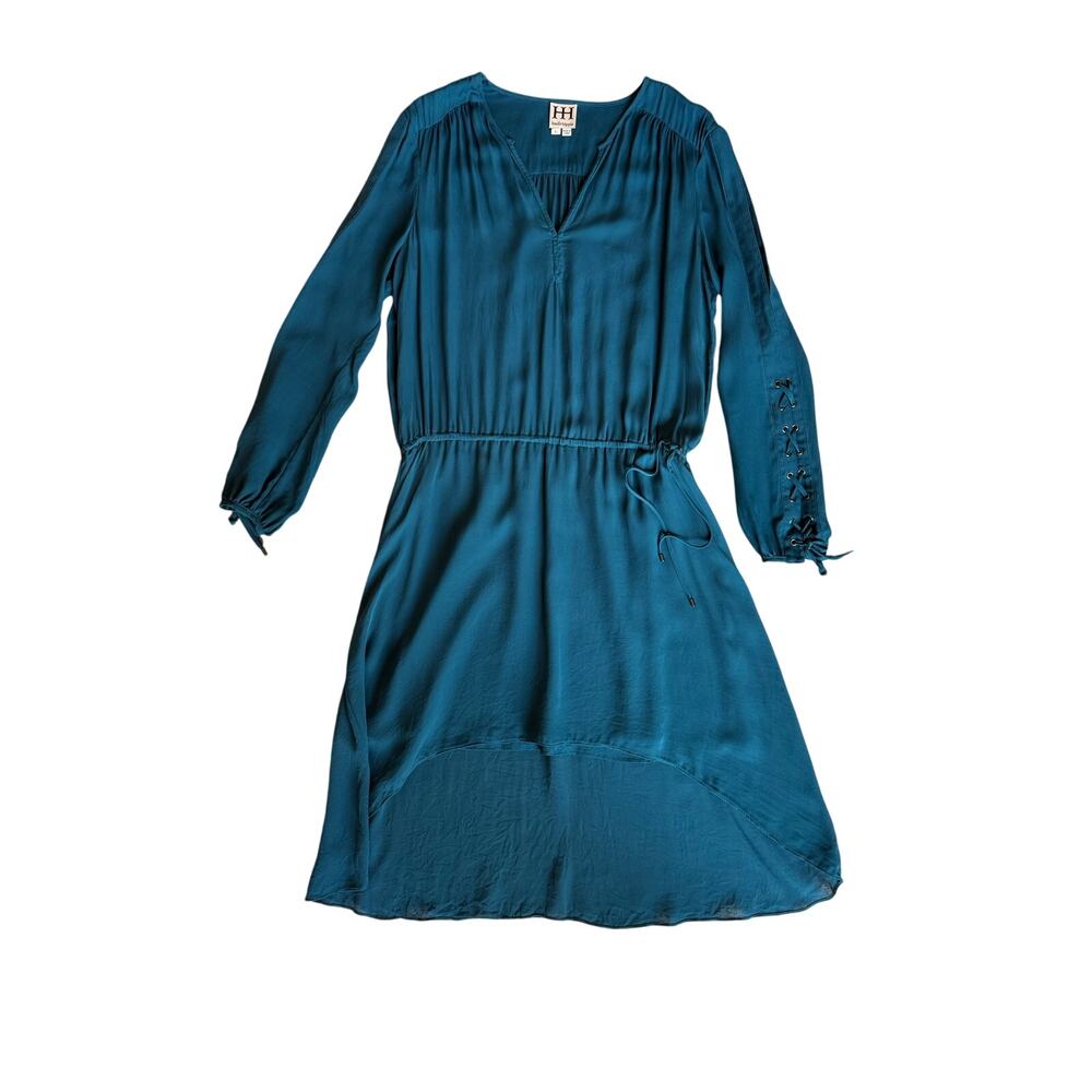 Turquoise emerald aqua blue silk Haute Hippie dress size L